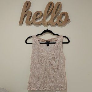 Tan/White Ann Taylor Factory Sleeveless V-Neck Top (XS)